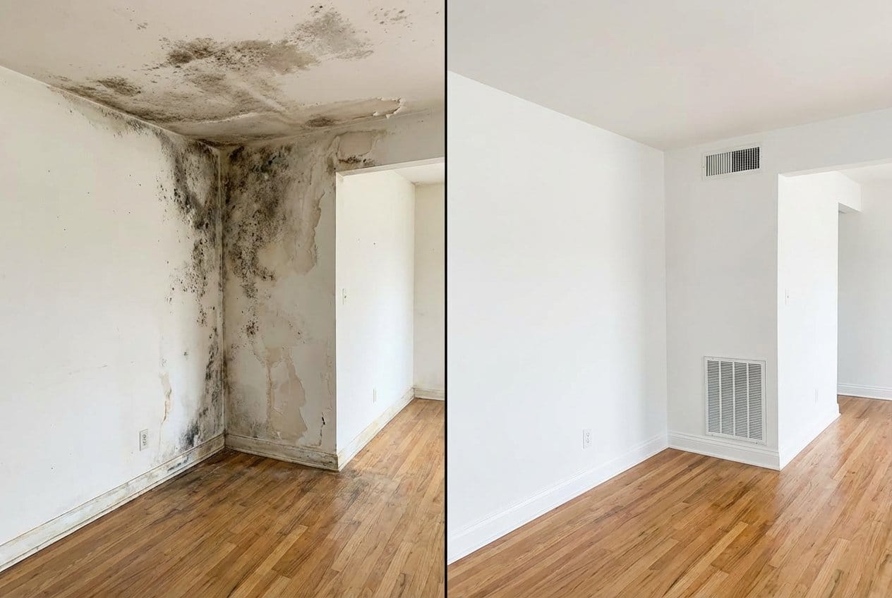 Mold Testing & Lab Reporting before and after in living room, Alpine NJ