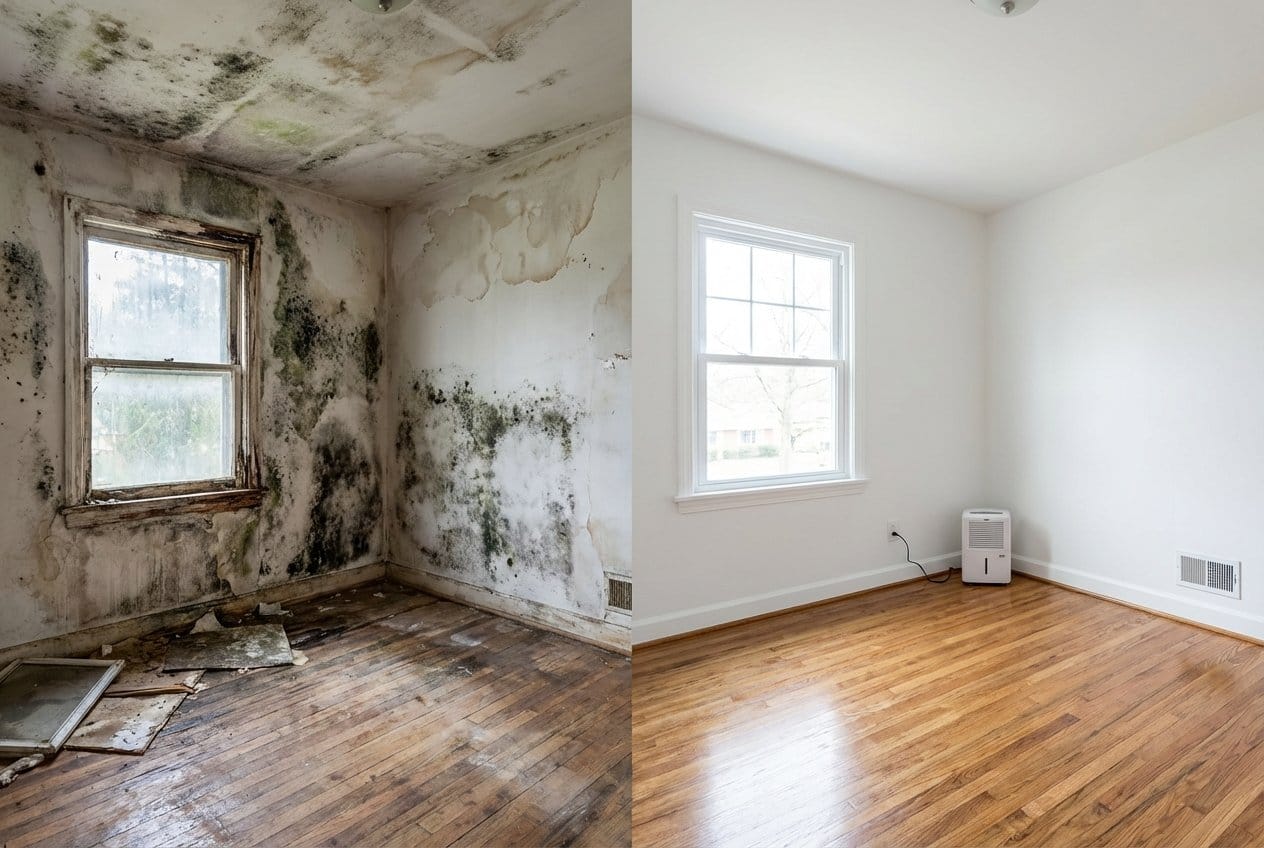 Before and after mold testing & lab reporting in Alpine two-story residence bedroom