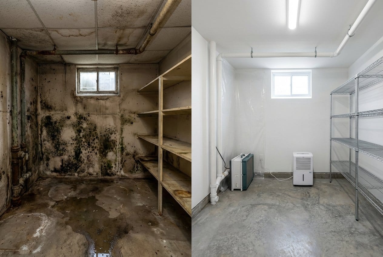 Humidity & Moisture Control Solution restoration — utility room of private residence in Alpine, NJ